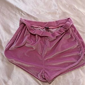 Pink velvet shorts